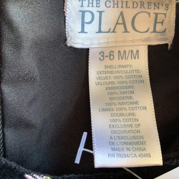 NWT Children’s Place Black Velvet Floral Dress Size 3-6 Months - Picture 4 of 5